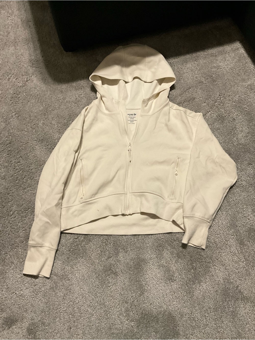 Old Navy Cropped Cream Zip Hoodie